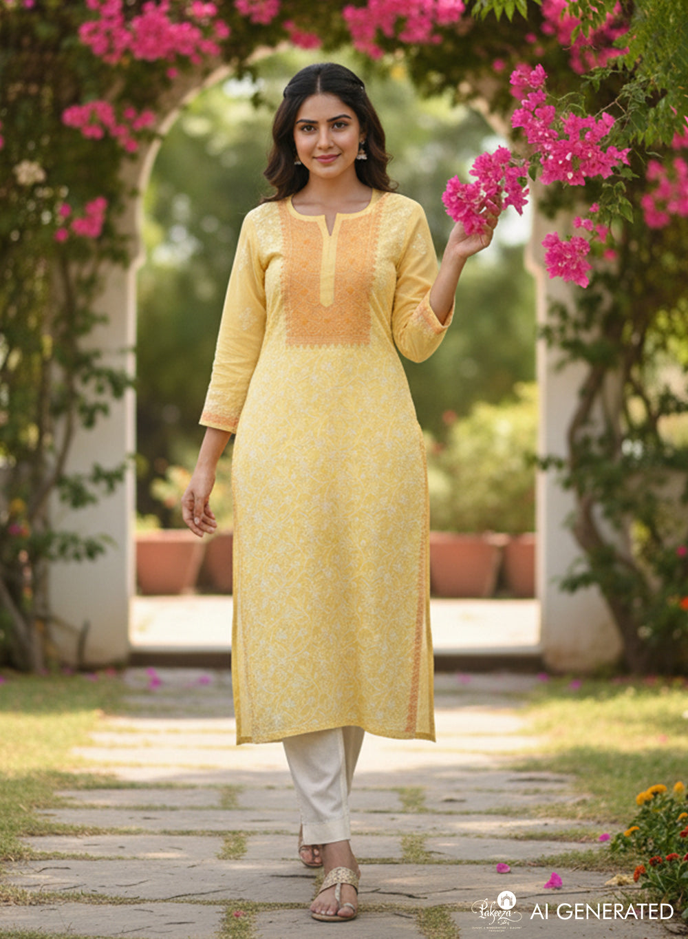 Mehak Yellow - Cotton Terry Voile Bahaar Chikankari Kurta