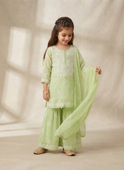 Tara Green - Nanhe Farishtery Girls Georgette Chikankari Kidswear Set
