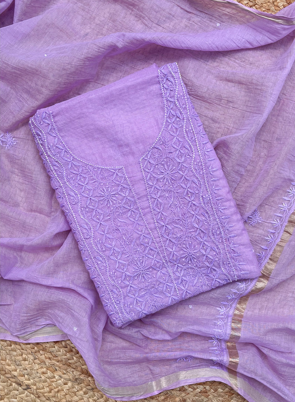 Lilac - Nayaab Mul Chanderi Kurta & Dupatta Fabric