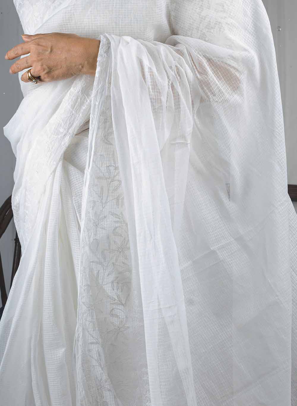 Aparajita White - Aks Kota Cotton Chikankari Saree