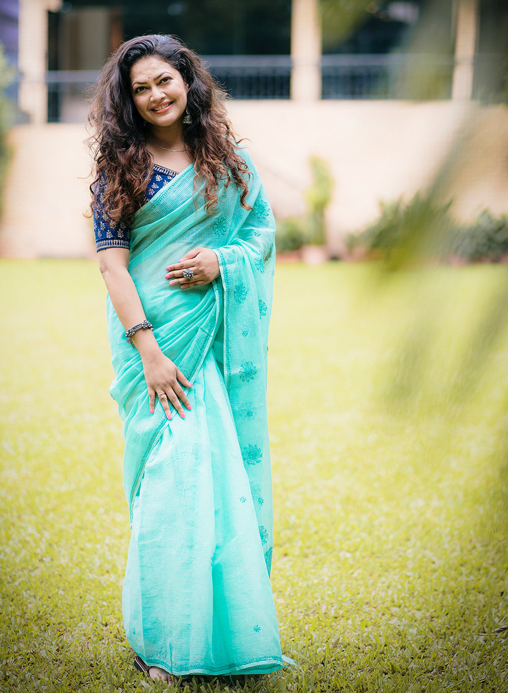 Shachi Turquoise - Kota Aks Cotton Saree