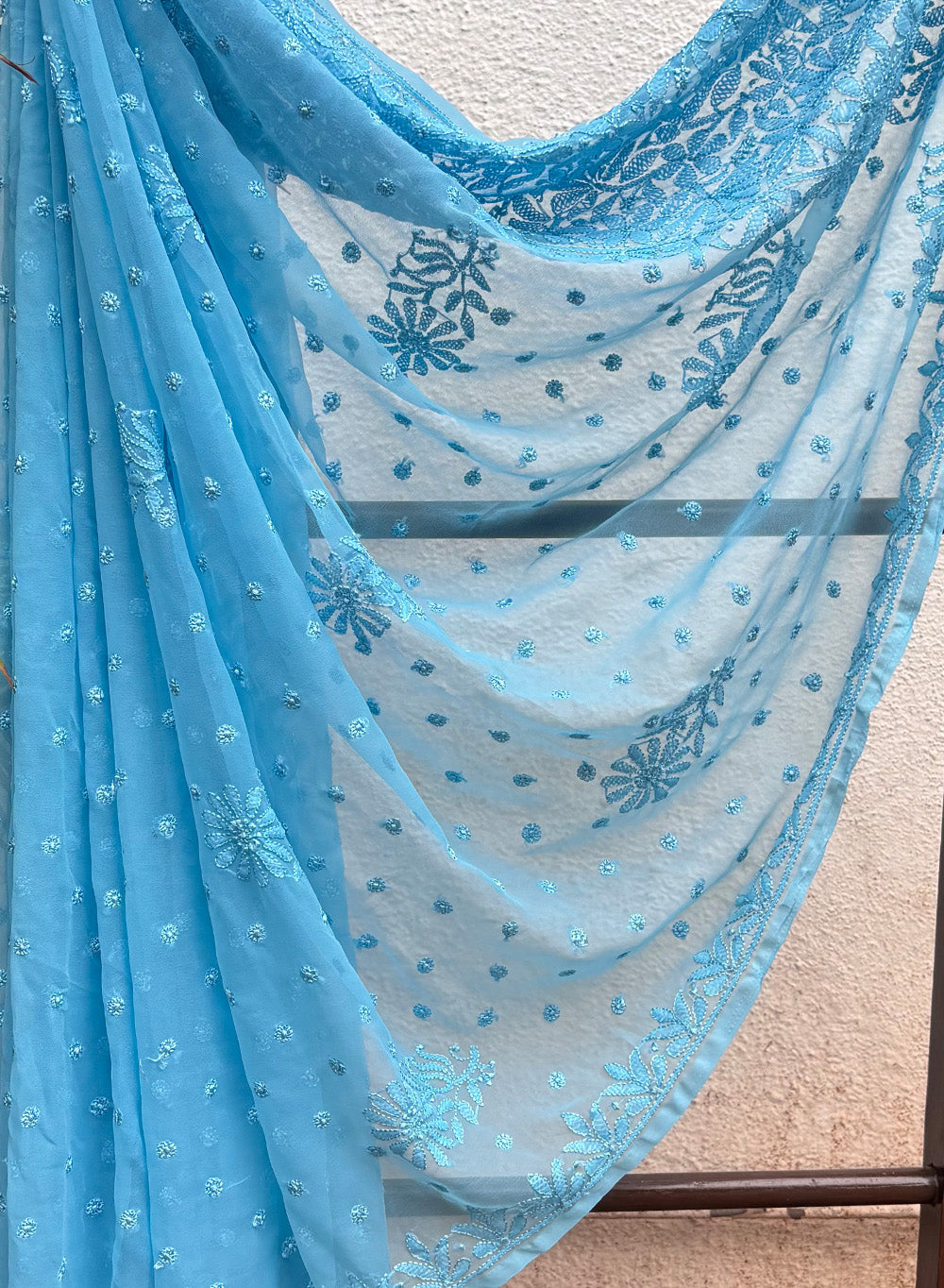 Rajanigandha Ocean Blue - Aks Georgette Saree
