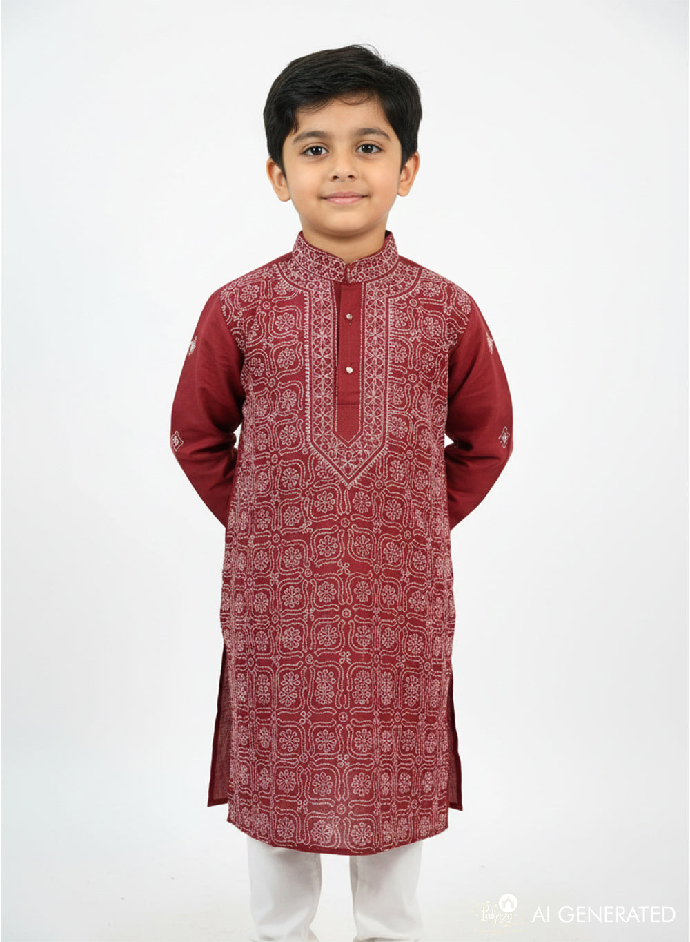 Maroon Front Jaal - Cotton Chikankari Kurta