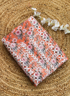 Orange - Nayaab Kota Printed Chikankari Kurta & Dupatta Set