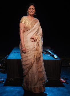 Amruta - Aks Resham Pure Raw Silk Zari Border Saree