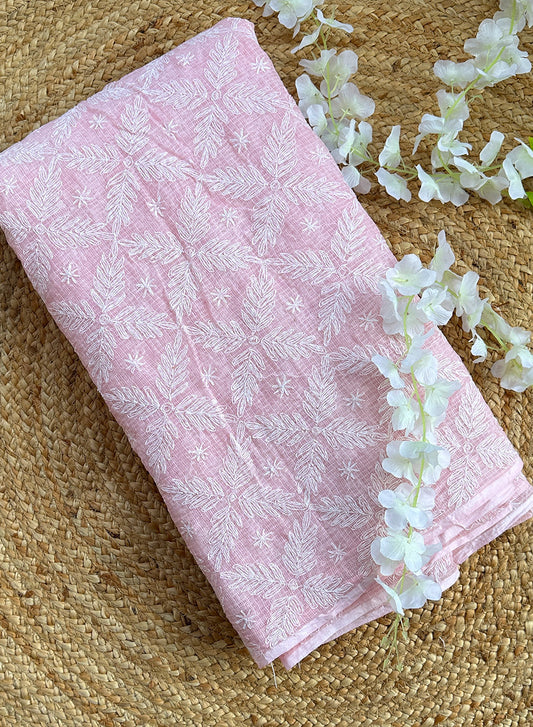 Shabnam Baby Pink Full Jaal - Aks Cotton Tepchi  Chikankari Saree