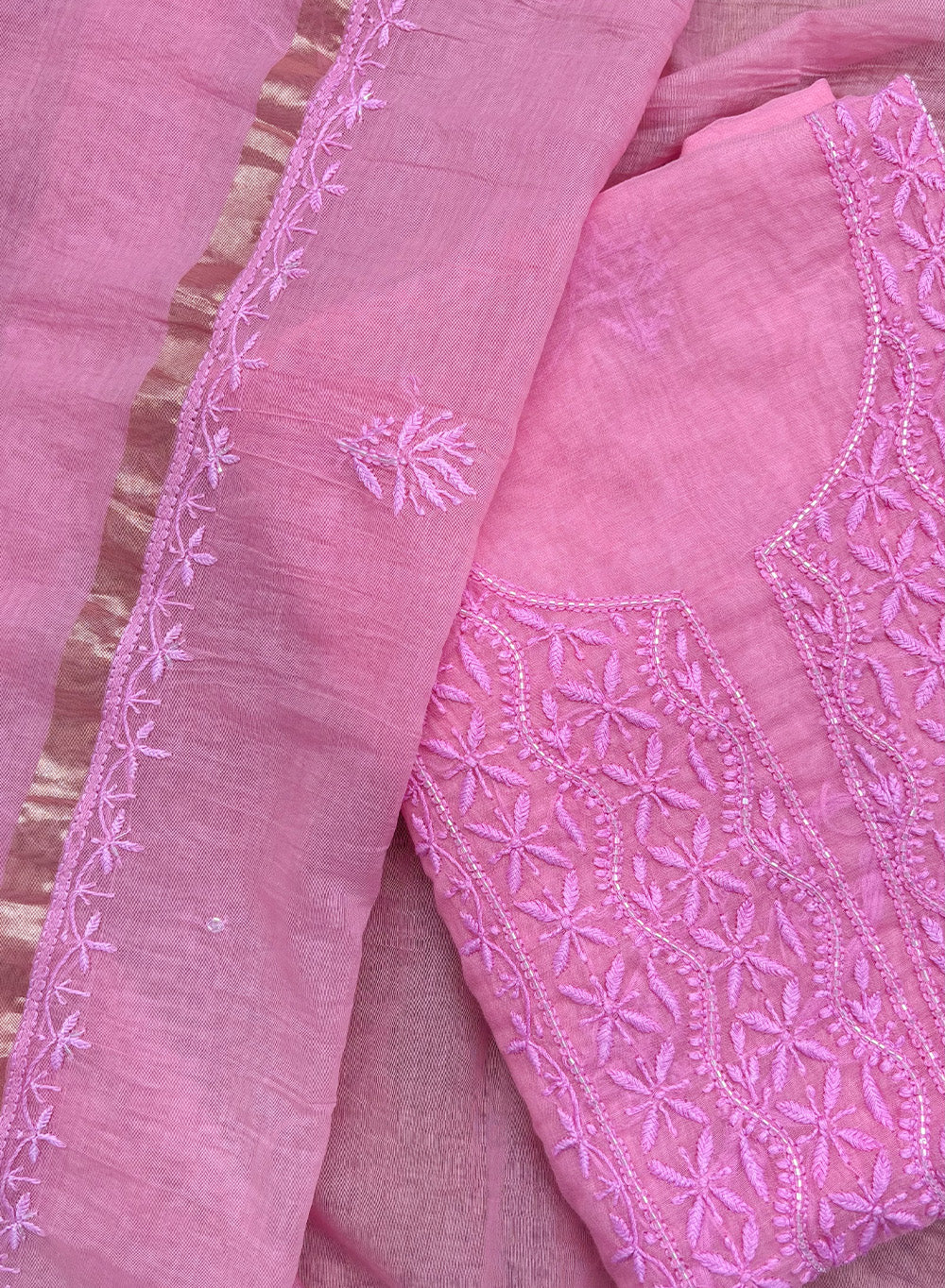 Pink - Nayaab Mul Chanderi Kurta & Dupatta Fabric