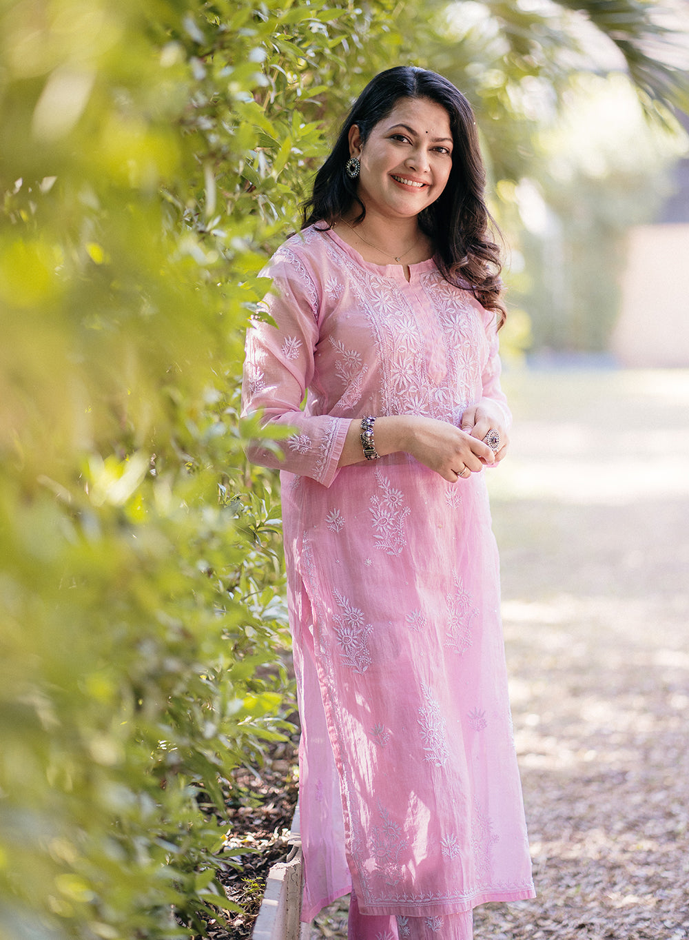 Eraya Baby Pink - Mul Chanderi Nargis Chikankari Set