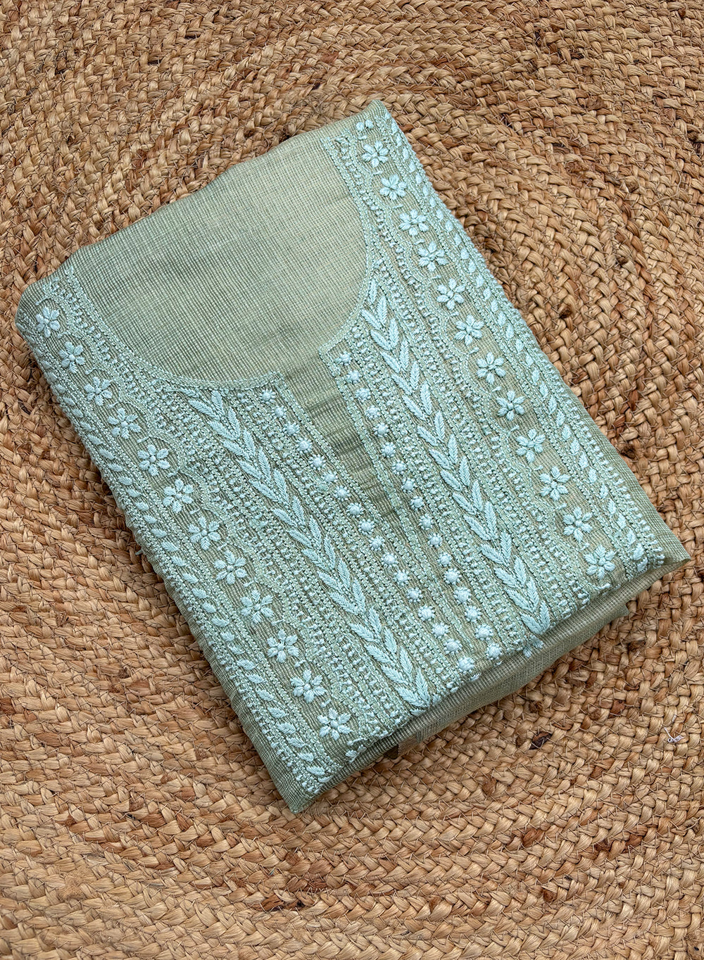 Green - Nayaab Katdana Kota Chikankari Kurta & Dupatta Set