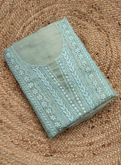 Green - Nayaab Katdana Kota Chikankari Kurta & Dupatta Set