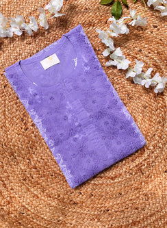 Mehak Lavender - Cotton Terry Voile Bahaar Chikankari Kurta