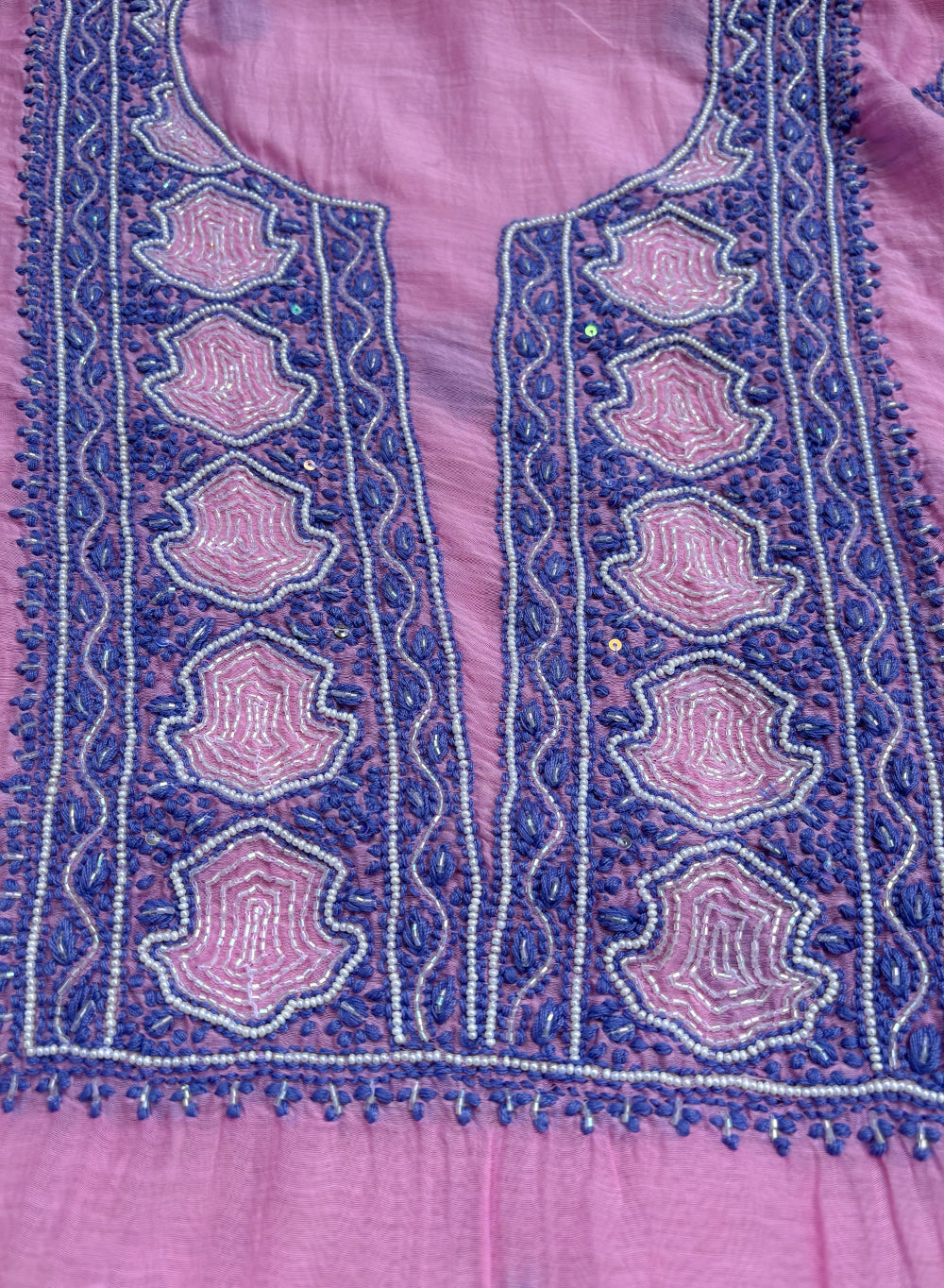 Pink & Blue - Moti Nayaab Mul Chanderi Kurta & Dupatta Set