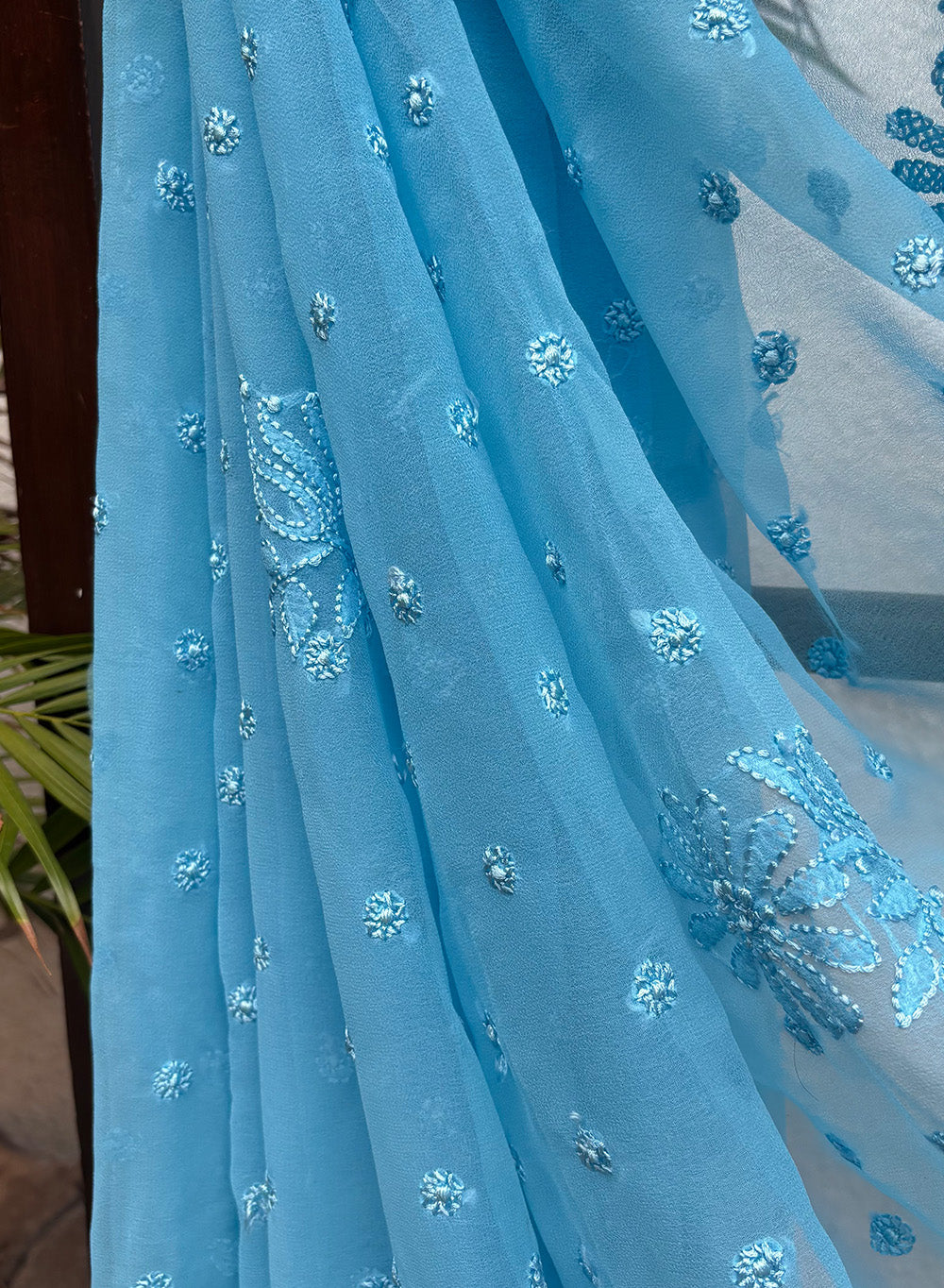 Rajanigandha Ocean Blue - Aks Georgette Saree