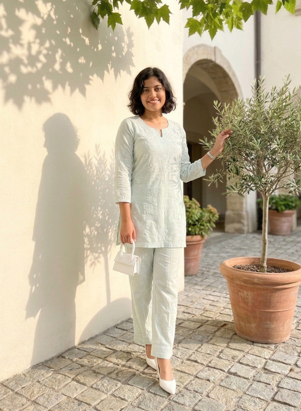 Aisha Light Green - Mul Chanderi Nargis Chikankari Co-ord Set