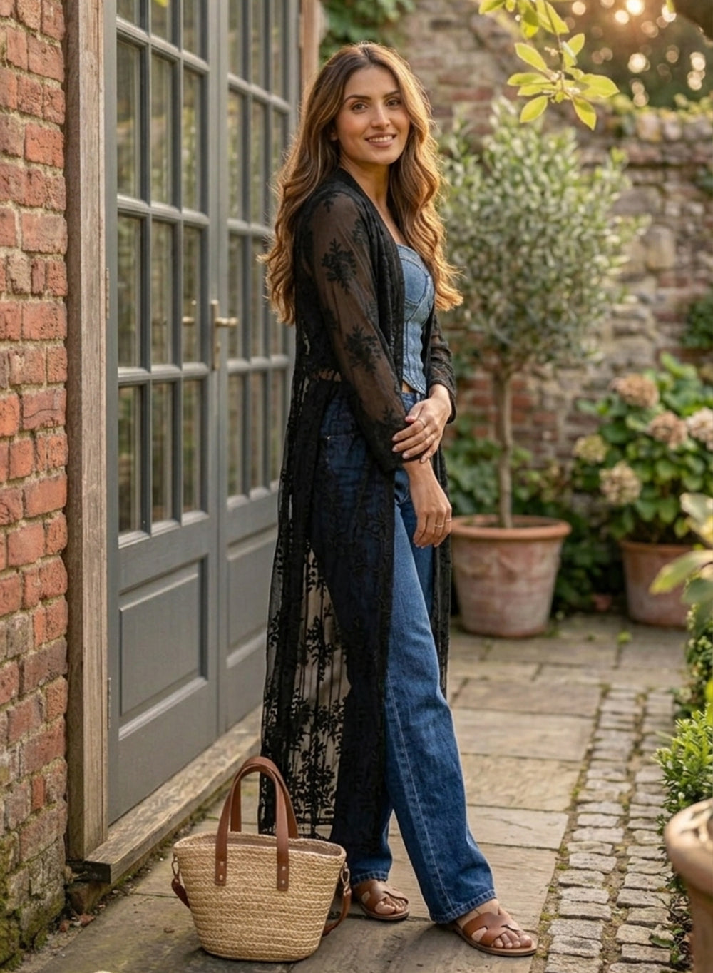 Black - Aarzoo Viscose Long Chikankari Shrug