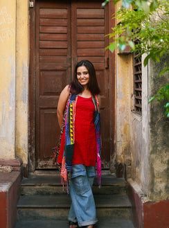 Noori Red Cotton - Bahaar Noodle Strap Kurta
