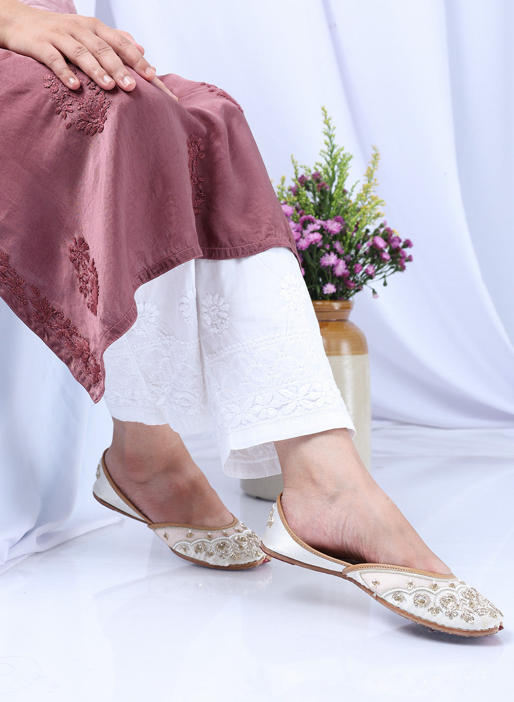 White Cotton- Ta'abeer Straight Pants