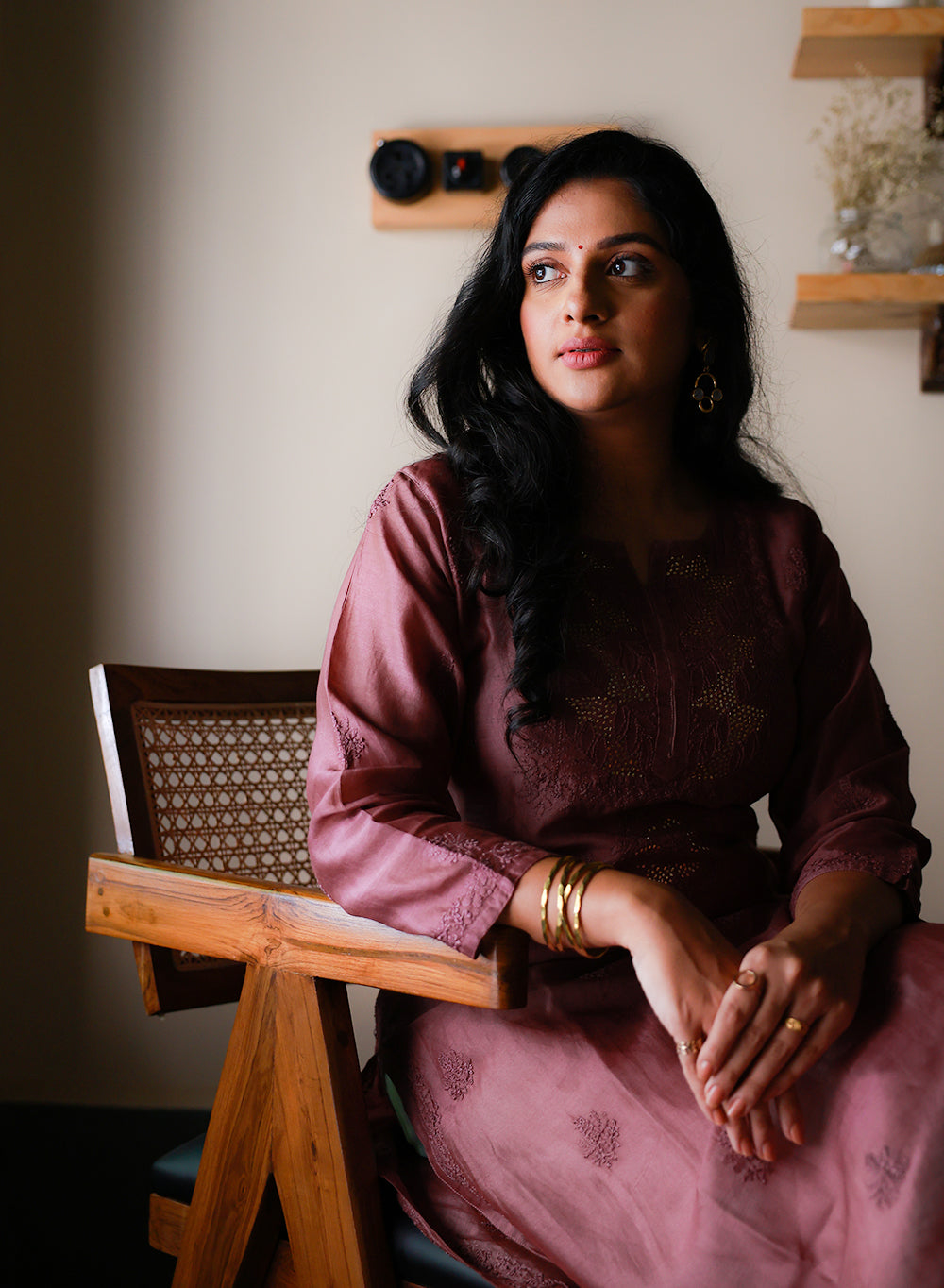 Swara Coffee Brown - Anjuman Chanderi Cotton Chikankari Kurta