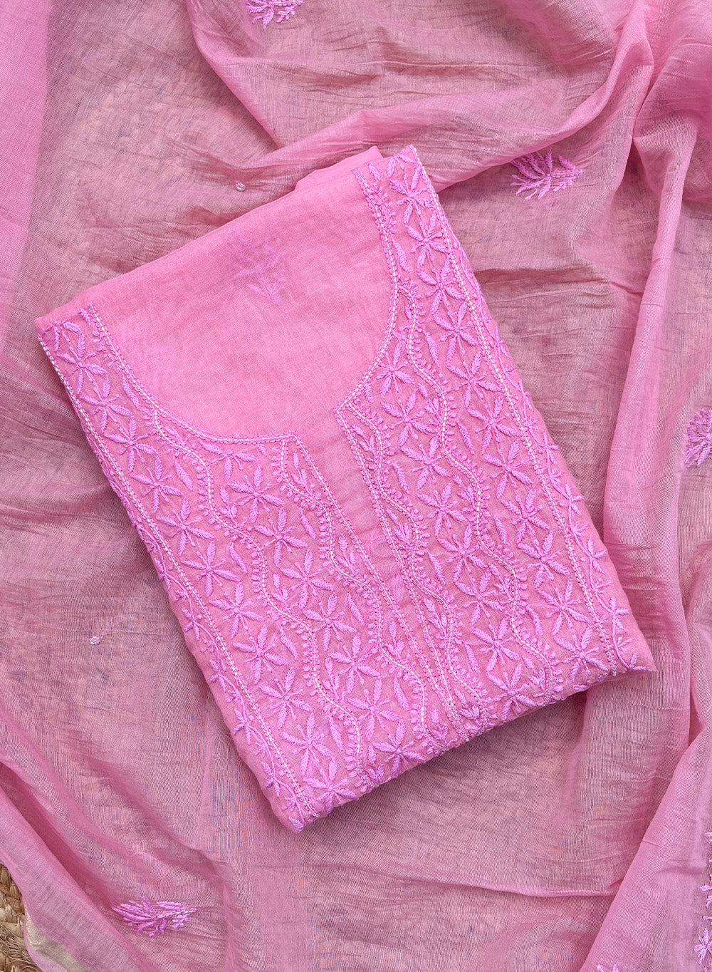 Pink - Nayaab Mul Chanderi Kurta & Dupatta Fabric