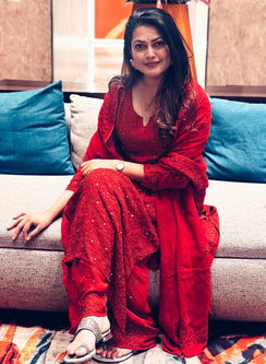 Priyanka Viscose Chikankari  Kurta And Dupatta Set