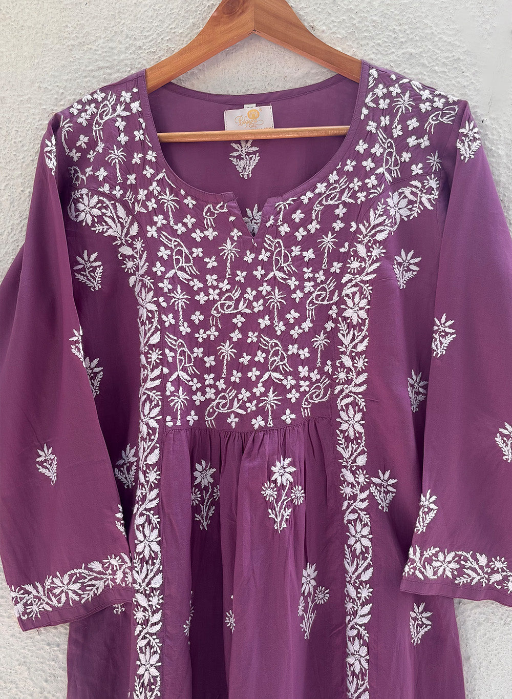 Purple Nayra Cut - Bahaar Modal Chikankari Kurta