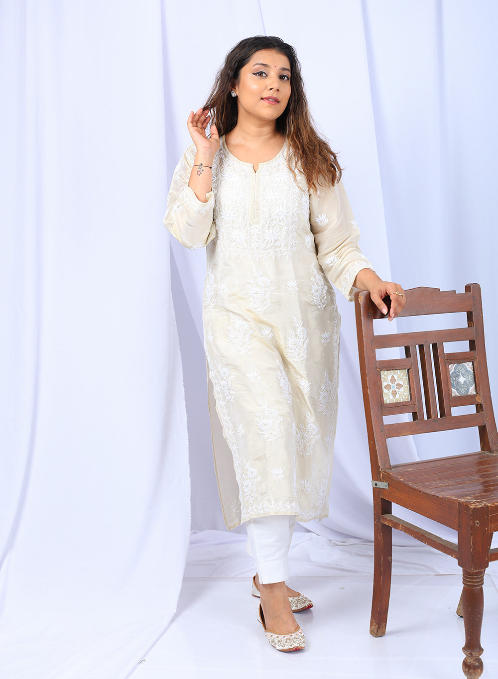 Amaltas Golden - Anjuman Tissue Silk Kurta