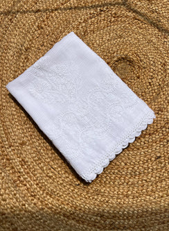 White - Nazm Cotton Hand Embroidered Chikankari Dupatta