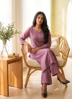 Saanjh Jamun - Nargis Muslin Chikankari Kurta & Palazzo Set
