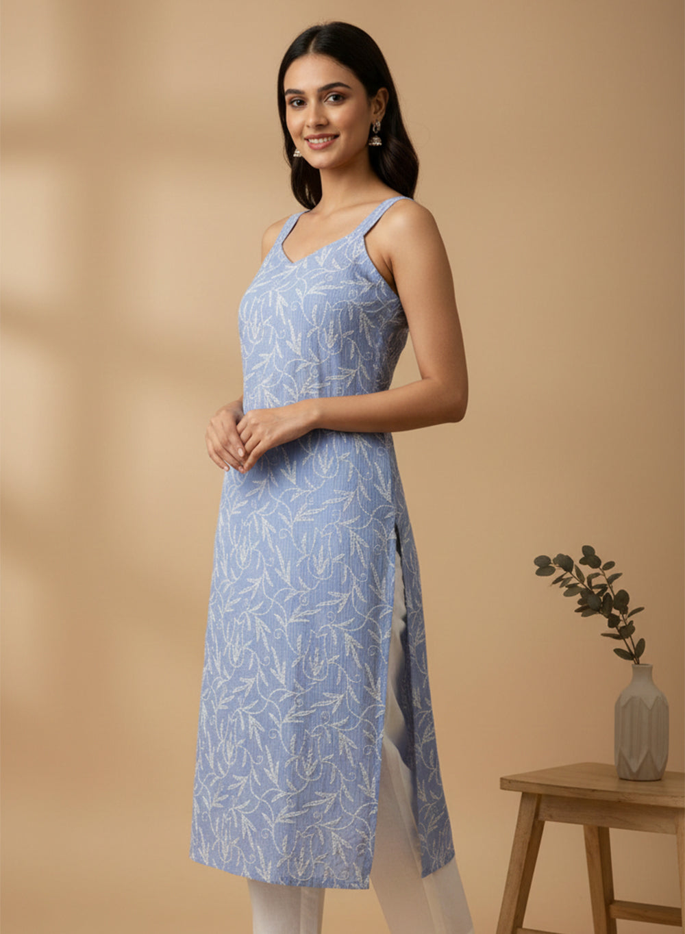 Surbhi Kota Cotton - Bahaar Noodle Strap Chikankari Kurta