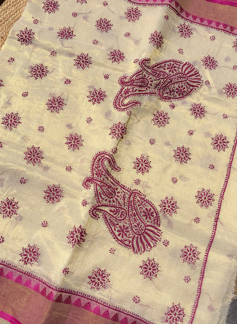 Pink Dhoop Chaav - Aks Super Net Chikankari Saree