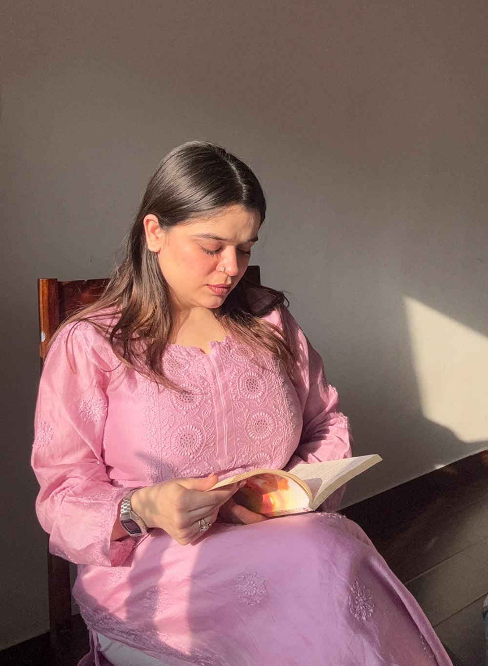 Swara Lilac - Anjuman Chanderi Cotton Chikankari Kurta