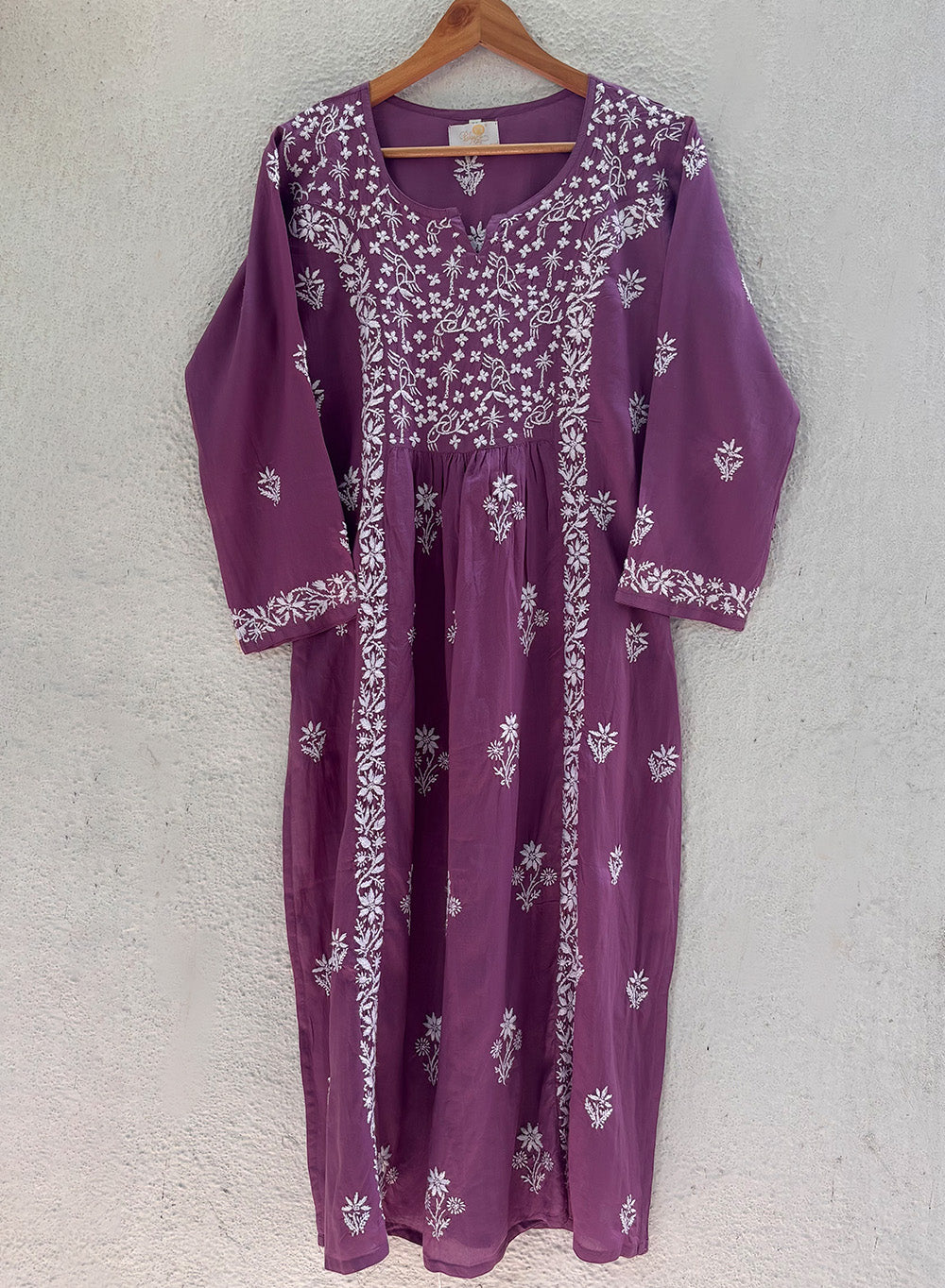 Purple Nayra Cut - Bahaar Modal Chikankari Kurta