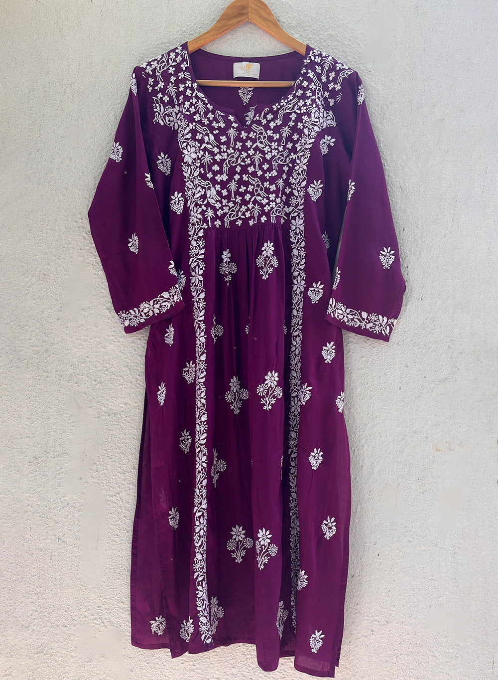 Voilet Nayra Cut - Bahaar Modal Chikankari Kurta