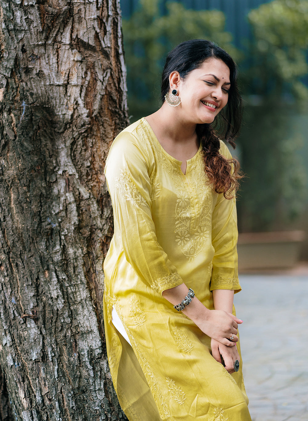 Meera Mustard - Bahaar Satin Chikankari Ombre Kurta