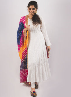 24 Kali White - Bahaar Cotton Chikankari Anarkali
