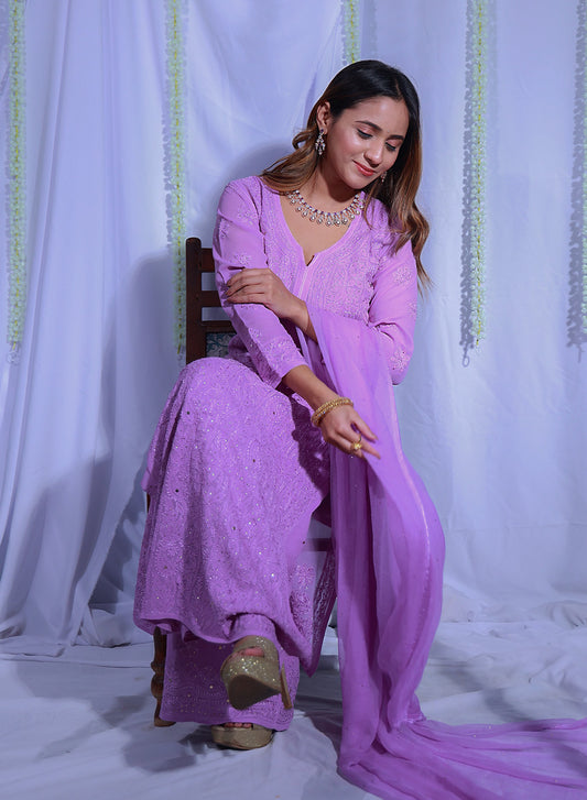 Mehrunisa Lavender - Nargis Full Viscose Set