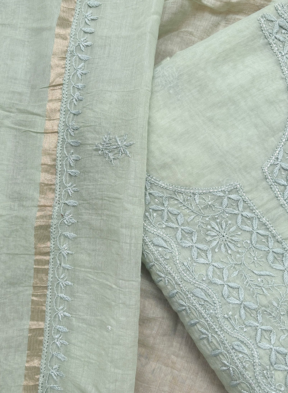 Sage Green - Nayaab Mul Chanderi Kurta & Dupatta Fabric