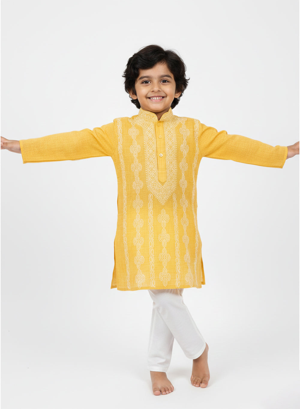 Mango Front Jaal - Cotton Chikankari Kurta