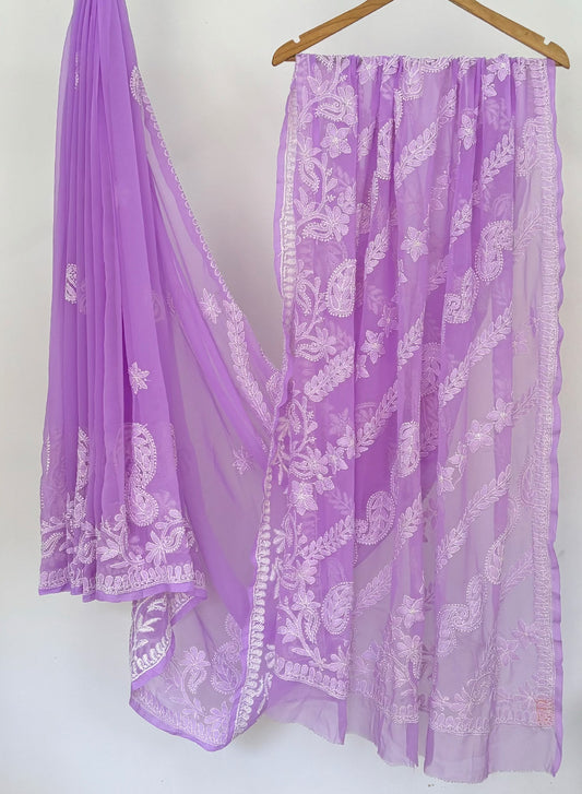 Purple - Aks Georgette Saree