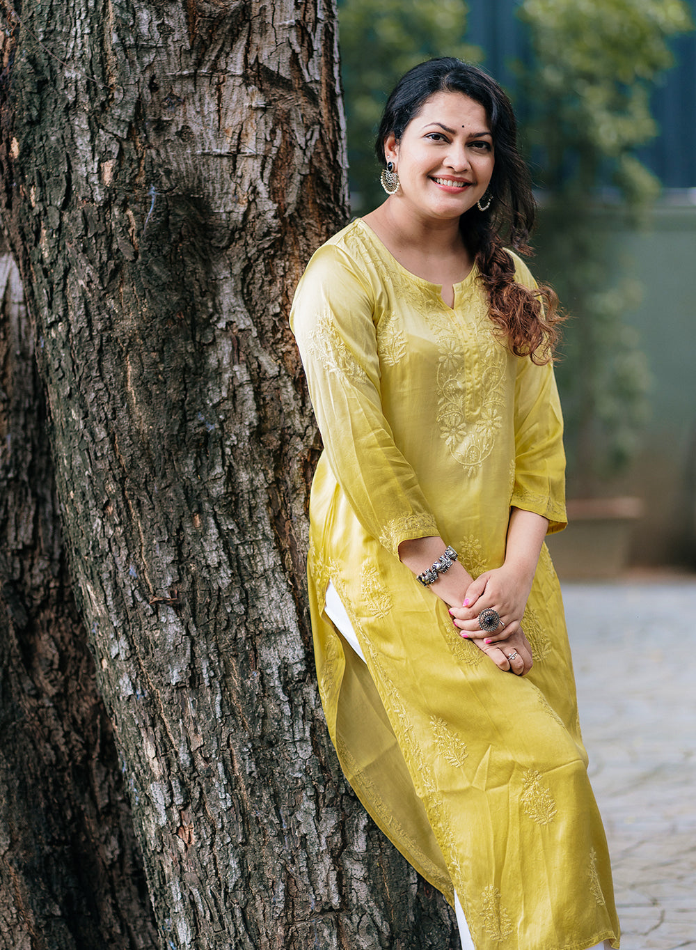 Meera Mustard - Bahaar Satin Chikankari Ombre Kurta