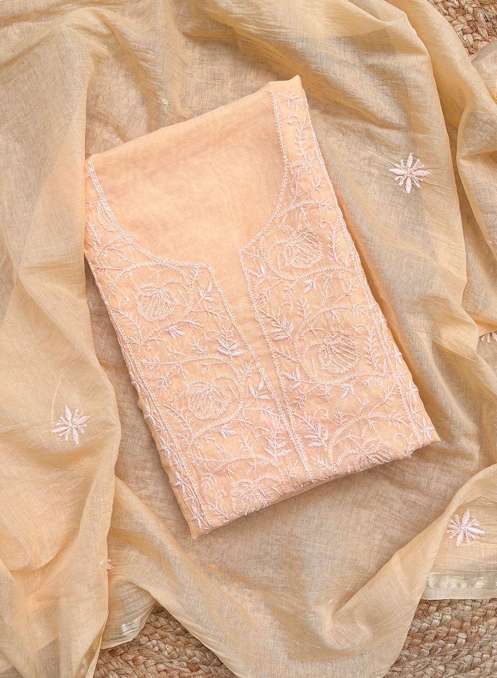 Muskmelon - Nayaab Mul Chanderi Kurta & Dupatta Fabric
