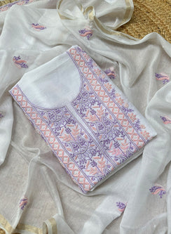 Baby Pink And Lilac - Nayaab Cotton Chanderi Kurta & Dupatta Set