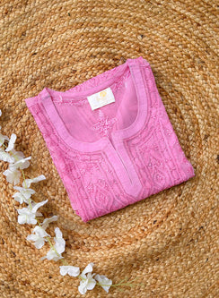 Pink - Gulzar Georgette Chikankari Short Top