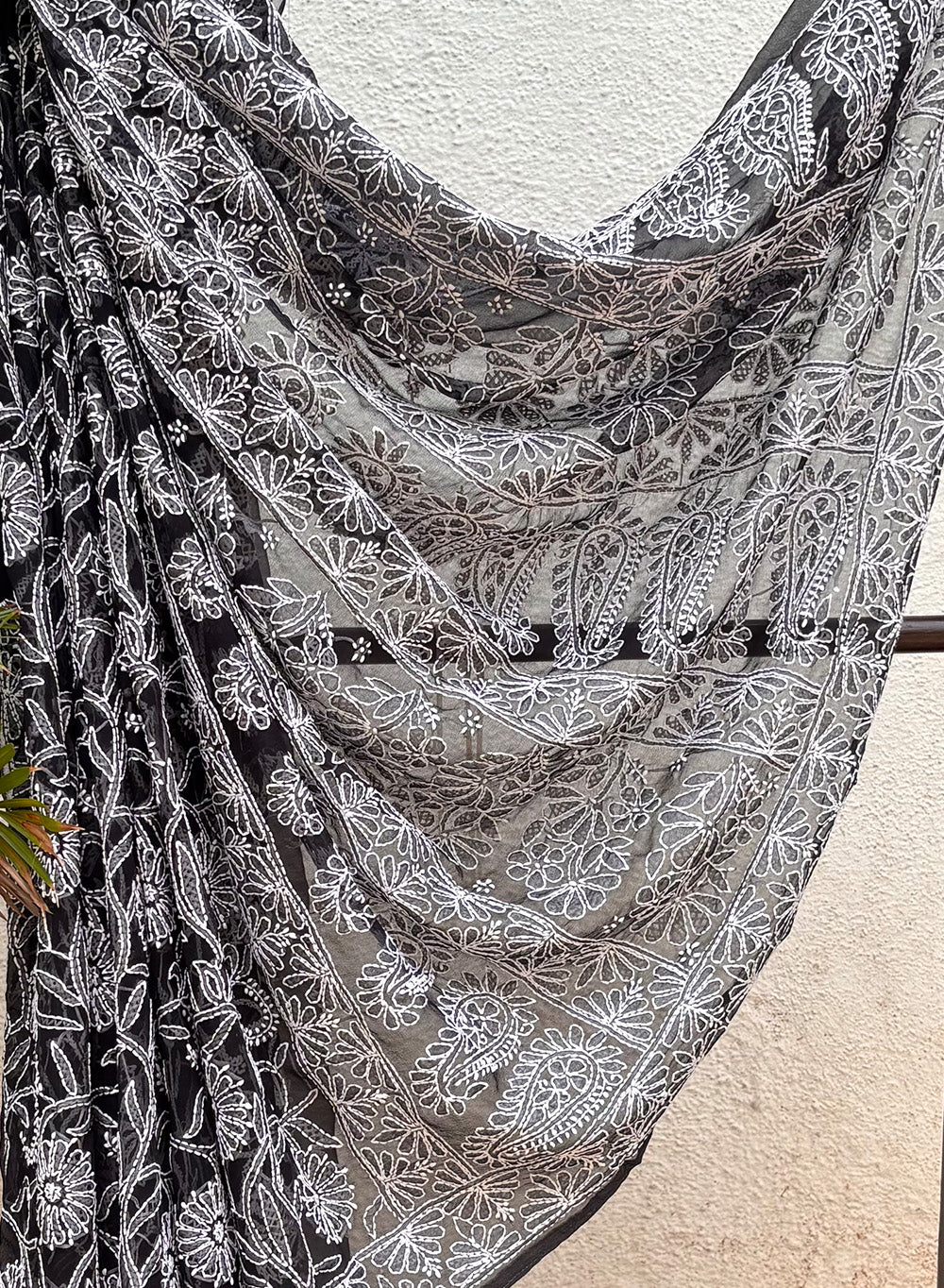 Black Full Jaal - Aks Georgette  Chikankari Saree