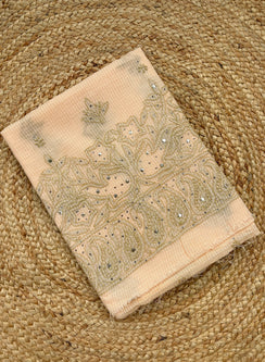 Light Orange - Dhoop Kinaray Kota Chikankari Kurta Fabric