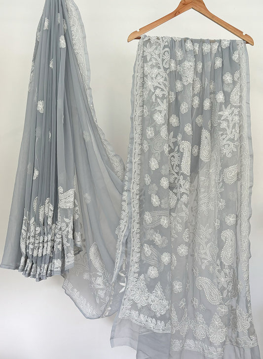 Gray - Aks Georgette Saree