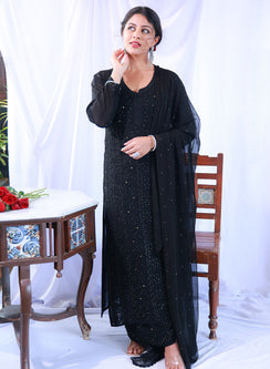 Mehrunisa Black - Nargis Full Viscose Set