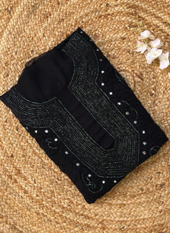 Black Katdana Georgette Chikankari - Nayaab Full Dress Set