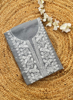 Gray - Nayaab Mul Chanderi Kurta & Dupatta Fabric