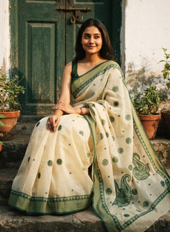 Green Dhoop Chaav - Aks Super Net Chikankari Saree